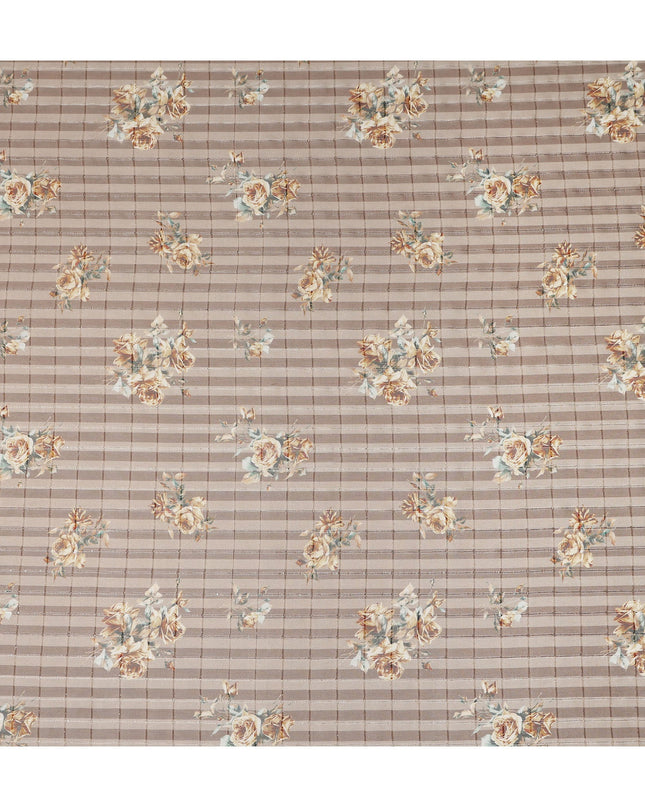 Taupe Beige Vintage Rose Floral Bouquet Print Viscose Georgette Fabric Soft Lightweight Flowing Elegant Floral Dressmaking Sewing Material 110 Cms Width Made in India-D28242