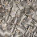 Black Beige Striped Floral Rose Print Viscose Georgette Fabric Soft Lightweight Flowing Dressmaking Sewing Material Stripe Floral Printed Fabric 110 Cms Width Made in India-D28225