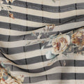 Black Beige Striped Floral Rose Print Viscose Georgette Fabric Soft Lightweight Flowing Dressmaking Sewing Material Stripe Floral Printed Fabric 110 Cms Width Made in India-D28225