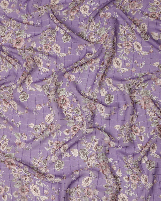 Purple Vintage Floral Garden Print Viscose Georgette Fabric Soft Lightweight Flowing Dressmaking Sewing Material Botanical Flower Printed Fabric 110 Cms Width Made in India-D28222