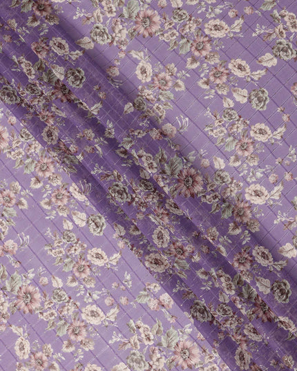 Purple Vintage Floral Garden Print Viscose Georgette Fabric Soft Lightweight Flowing Dressmaking Sewing Material Botanical Flower Printed Fabric 110 Cms Width Made in India-D28222