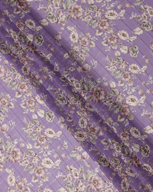 Purple Vintage Floral Garden Print Viscose Georgette Fabric Soft Lightweight Flowing Dressmaking Sewing Material Botanical Flower Printed Fabric 110 Cms Width Made in India-D28222