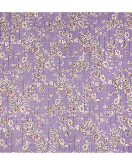 Purple Vintage Floral Garden Print Viscose Georgette Fabric Soft Lightweight Flowing Dressmaking Sewing Material Botanical Flower Printed Fabric 110 Cms Width Made in India-D28222