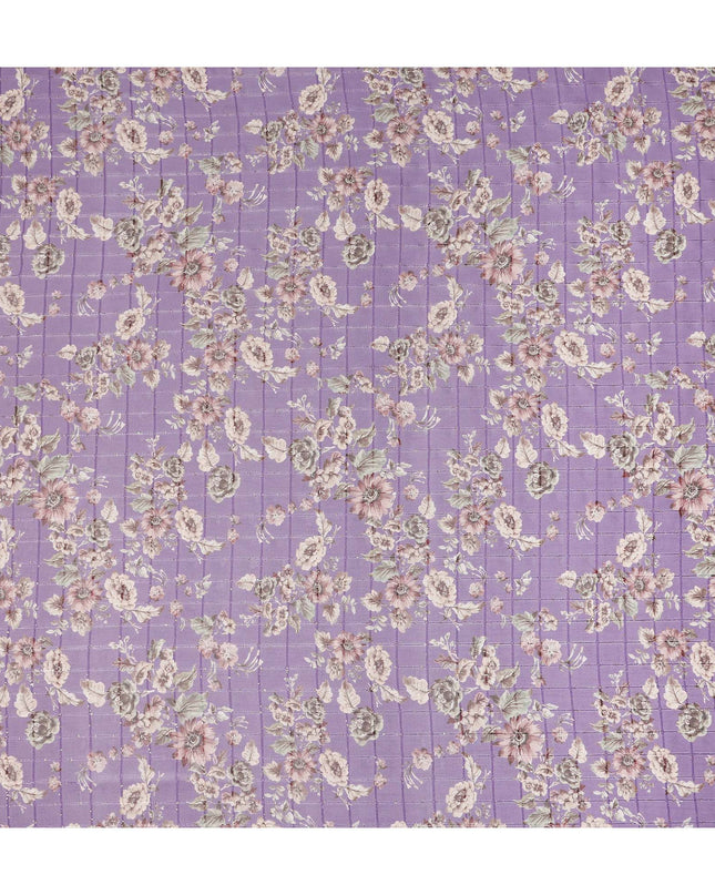 Purple Vintage Floral Garden Print Viscose Georgette Fabric Soft Lightweight Flowing Dressmaking Sewing Material Botanical Flower Printed Fabric 110 Cms Width Made in India-D28222