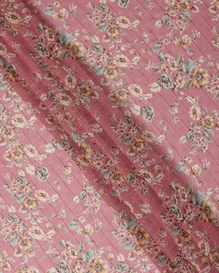 Pink Vintage Floral Garden Print Viscose Georgette Fabric Soft Lightweight Flowing Dressmaking Sewing Material Botanical Flower Printed Fabric 110 Cms Width Made in India-D28220
