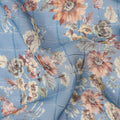 Blue Vintage Floral Garden Print Viscose Georgette Fabric Soft Lightweight Flowing Dressmaking Sewing Material Botanical Flower Printed Fabric 110 Cms Width Made in India-D28231 - Regal Fabrics