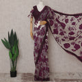 Wine Red Pure Silk Organza Saree 110cm