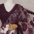 Wine Red Pure Silk Organza Saree 110cm