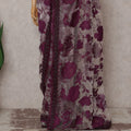 Wine Red Pure Silk Organza Saree 110cm