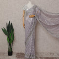 Lavender Grey Embroidered Net Saree 110cm