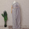 Lavender Grey Embroidered Net Saree 110cm