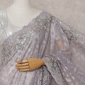 Lavender Grey Embroidered Net Saree 110cm