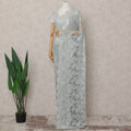 Frost Aqua Blue French Chantilly Lace Saree 5.5m