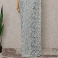 Frost Aqua Blue French Chantilly Lace Saree 5.5m