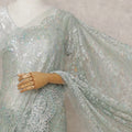Aqua Mint French Chantilly Lace Saree 5.5m