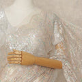 Beige French Metallic Chantilly Lace Saree
