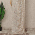 Beige French Metallic Chantilly Lace Saree