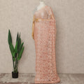 Peach French Metallic Chantilly Lace Saree