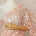 Peach French Metallic Chantilly Lace Saree