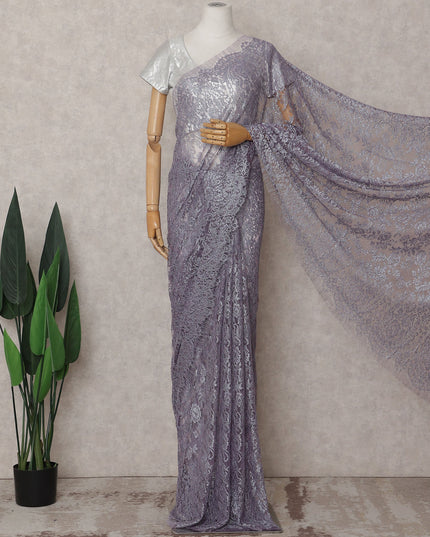 Dusty Lavender Chantilly Lace Saree - D31674