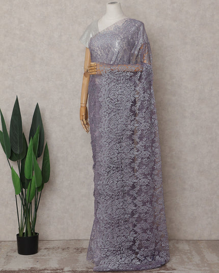 Dusty Lavender Chantilly Lace Saree - D31674