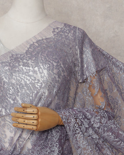 Dusty Lavender Chantilly Lace Saree - D31674