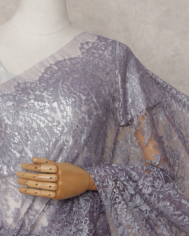Dusty Lavender Chantilly Lace Saree - D31674