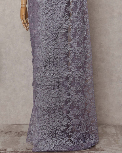 Dusty Lavender Chantilly Lace Saree - D31674