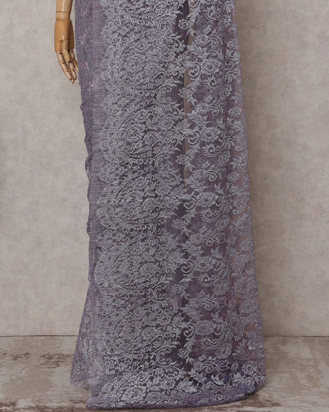 Dusty Lavender Chantilly Lace Saree - D31674