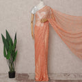 Coral Peach French Chantilly Lace Saree 5.5m