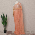 Coral Peach French Chantilly Lace Saree 5.5m