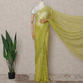 Chartreuse Lime Green French Chantilly Lace Saree 5.5m