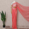 Watermelon Coral French Chantilly Lace Saree 5.5m