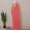 Watermelon Coral French Chantilly Lace Saree 5.5m