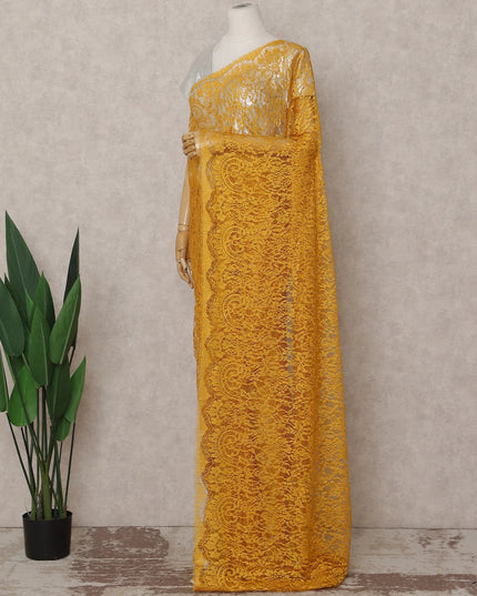 Marigold Yellow French Chantilly Lace Saree 5.5m