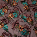 Maroon Teal Rust Velvet Floral Abstract Print Sheer Synthetic Velvet Chiffon Fabric Textured Designer Fashion Fabric 140 Cms Width India Origin-D28521