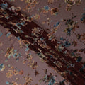 Brown Multicolor Velvet Floral Print Sheer Synthetic Velvet Chiffon Fabric Textured Botanical Designer Fashion Fabric 140 Cms Width India Origin-D28519