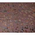 Brown Multicolor Velvet Floral Print Sheer Synthetic Velvet Chiffon Fabric Textured Botanical Designer Fashion Fabric 140 Cms Width India Origin-D28519