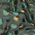 Dark Forest Green Gold Velvet Polka Dot Sheer Synthetic Velvet Chiffon Fabric Textured Metallic Circle Designer Fashion Fabric 140 Cms Width India Origin-D28516
