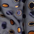 Navy Blue Gold Velvet Polka Dot Sheer Synthetic Velvet Chiffon Fabric Textured Metallic Circle Designer Fashion Fabric 140 Cms Width India Origin-D28517