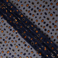 Navy Blue Gold Velvet Polka Dot Sheer Synthetic Velvet Chiffon Fabric Textured Metallic Circle Designer Fashion Fabric 140 Cms Width India Origin-D28517