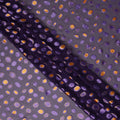 Purple Gold Velvet Polka Dot Sheer Synthetic Velvet Chiffon Fabric Textured Metallic Circle Designer Fashion Fabric 140 Cms Width India Origin-D28518
