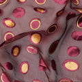 Wine Red Gold Velvet Polka Dot Sheer Synthetic Velvet Chiffon Fabric Textured Metallic Circle Designer Fashion Fabric 140 Cms Width India Origin-D28515