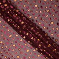 Wine Red Gold Velvet Polka Dot Sheer Synthetic Velvet Chiffon Fabric Textured Metallic Circle Designer Fashion Fabric 140 Cms Width India Origin-D28515