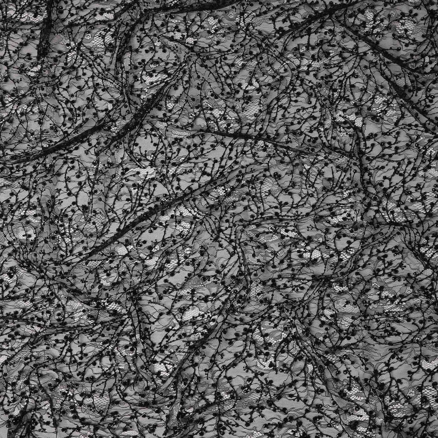 Black Abstract Floral Sequin Embroidered Nylon Tulle Fabric Designer Net Embroidery Fabric 140 Cms Width South Korea Origin-D28557 - Regal Fabrics