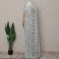 Icy Powder Blue Floral Metallic French Lace Saree Fabric