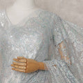 Icy Powder Blue Floral Metallic French Lace Saree Fabric
