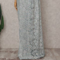 Icy Powder Blue Floral Metallic French Lace Saree Fabric