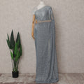 Pewter Grey Dotted Metallic French Lace Saree Fabric