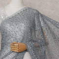 Pewter Grey Dotted Metallic French Lace Saree Fabric